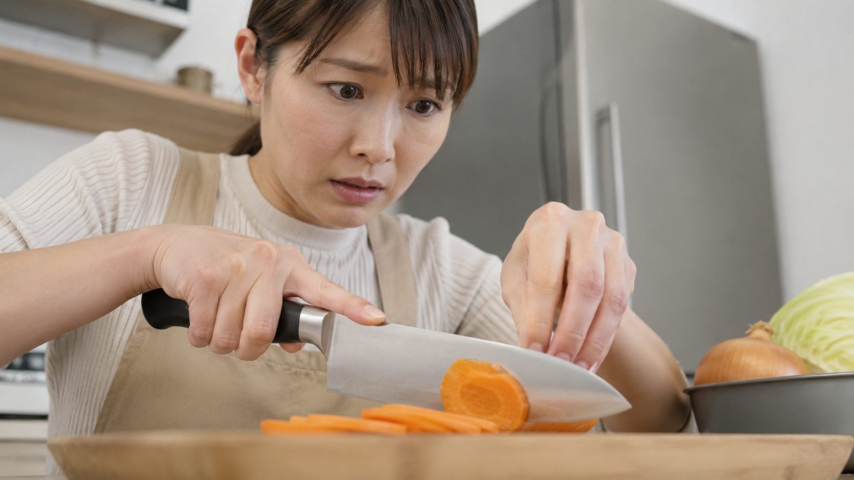 調理シーンで使うWARAIGAO防刃手袋